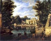 Marcin Zaleski View of the Royal Baths Palace in summer oil on canvas